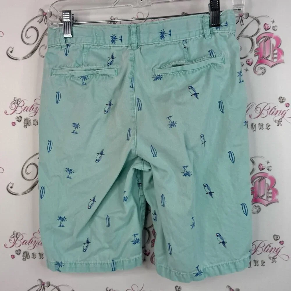 The Children's Place shorts surf boards palm trees Mint Shorts Blue Pattern